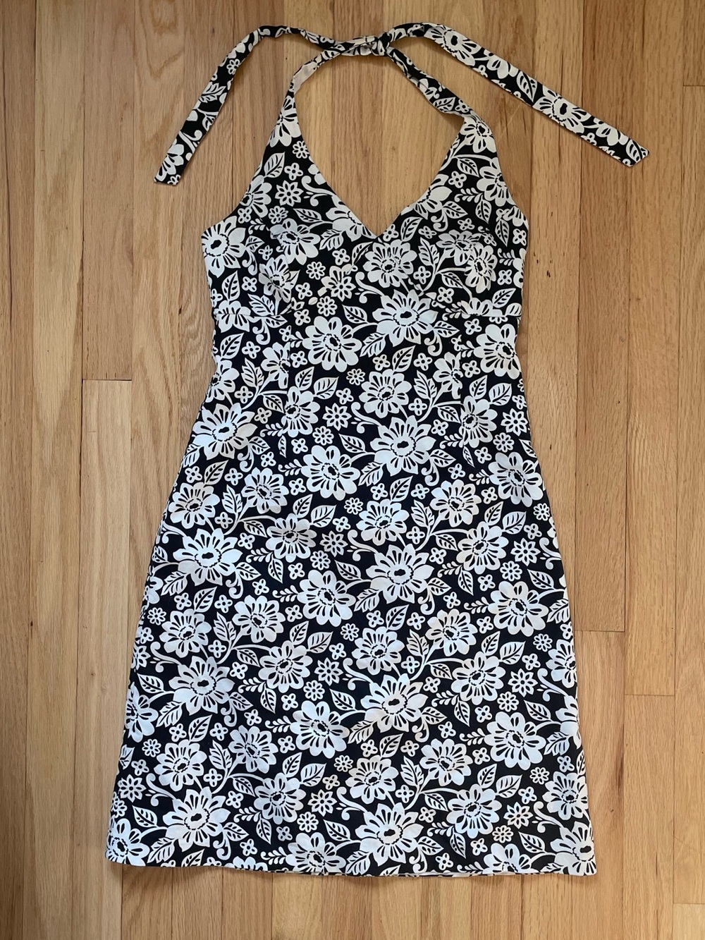 2005 Black & White Cotton Floral Dress